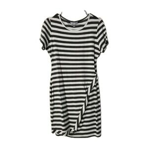 41 Hawthorn Brigitte Knit Dress Olive Green White Striped Size Petite Large